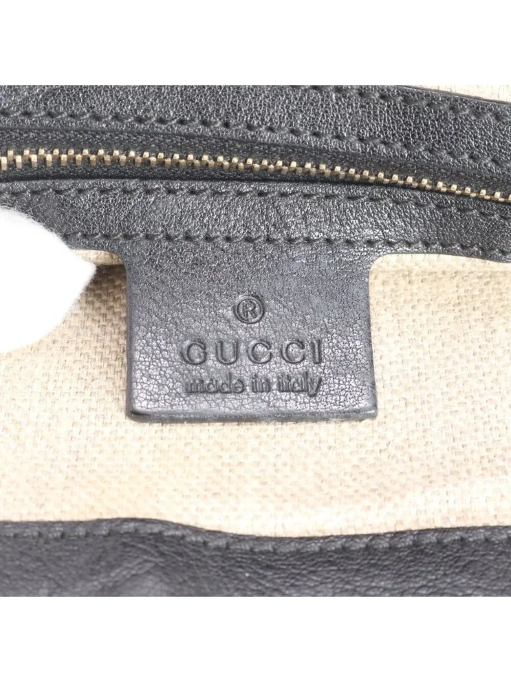 Gucci GG Canvas Leather Tote Shoulder Hand Black Rbe - Picture 9 of 10